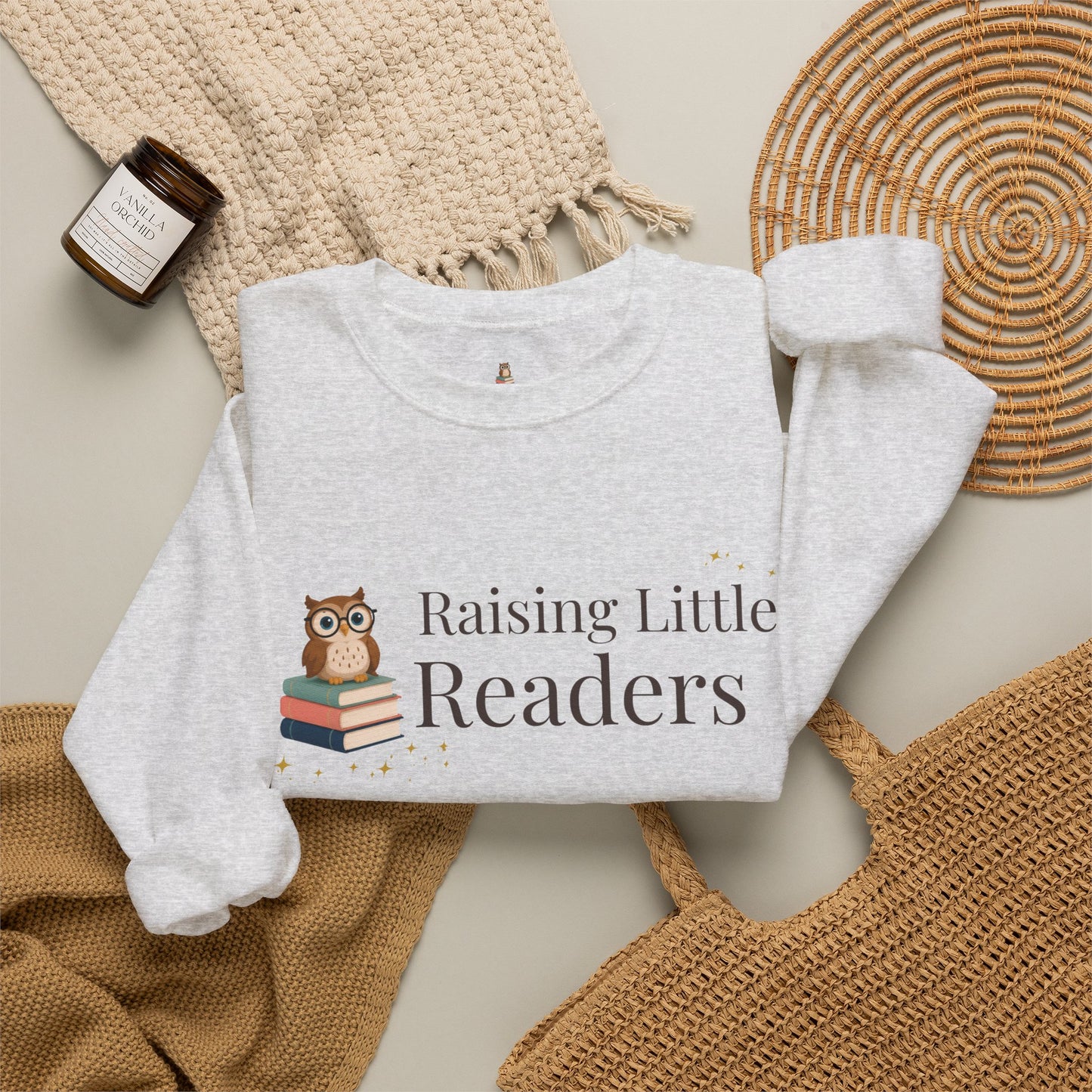 Raising Little Readers Sweatshirt | Cozy Book Lover Crewneck for Moms, Teachers & Reading Enthusiasts