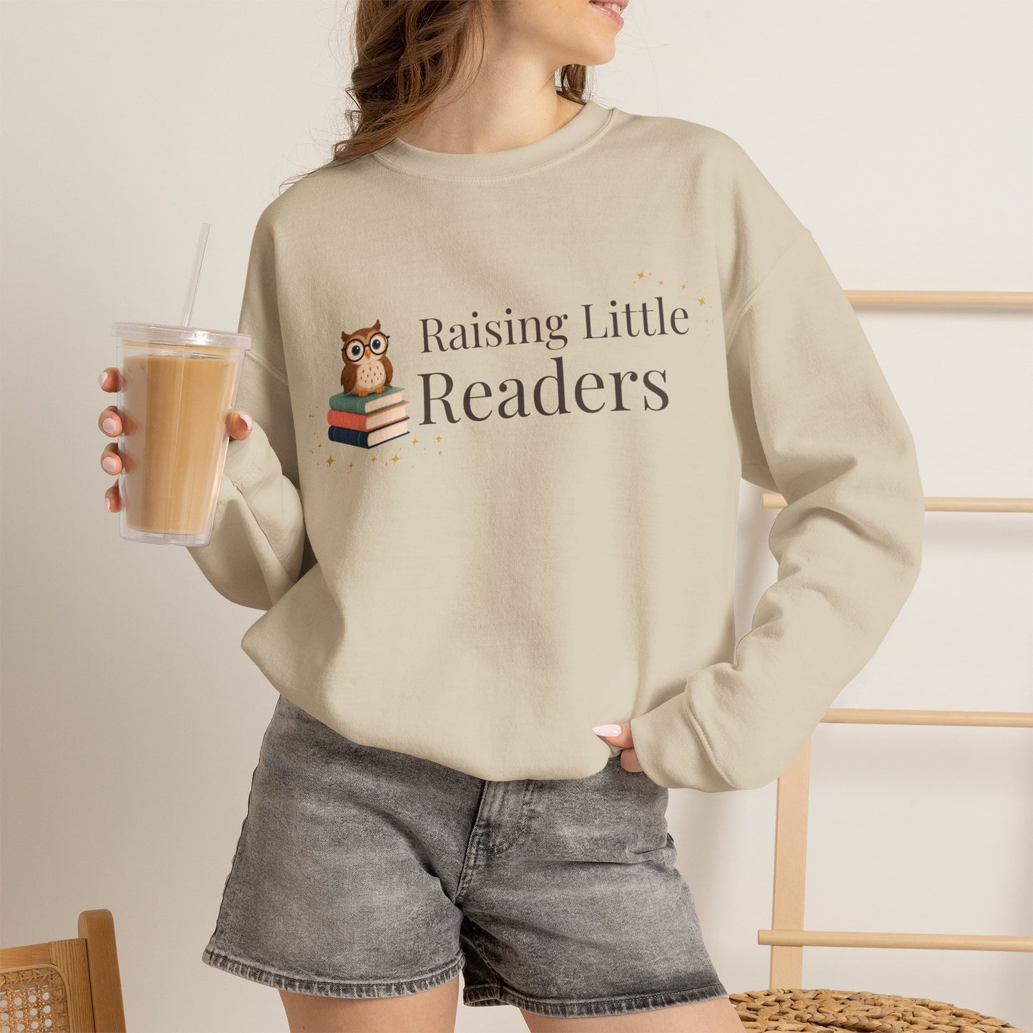 Raising Little Readers Sweatshirt | Cozy Book Lover Crewneck for Moms, Teachers & Reading Enthusiasts