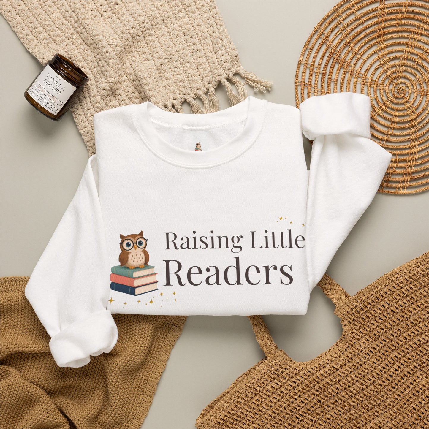 Raising Little Readers Sweatshirt | Cozy Book Lover Crewneck for Moms, Teachers & Reading Enthusiasts