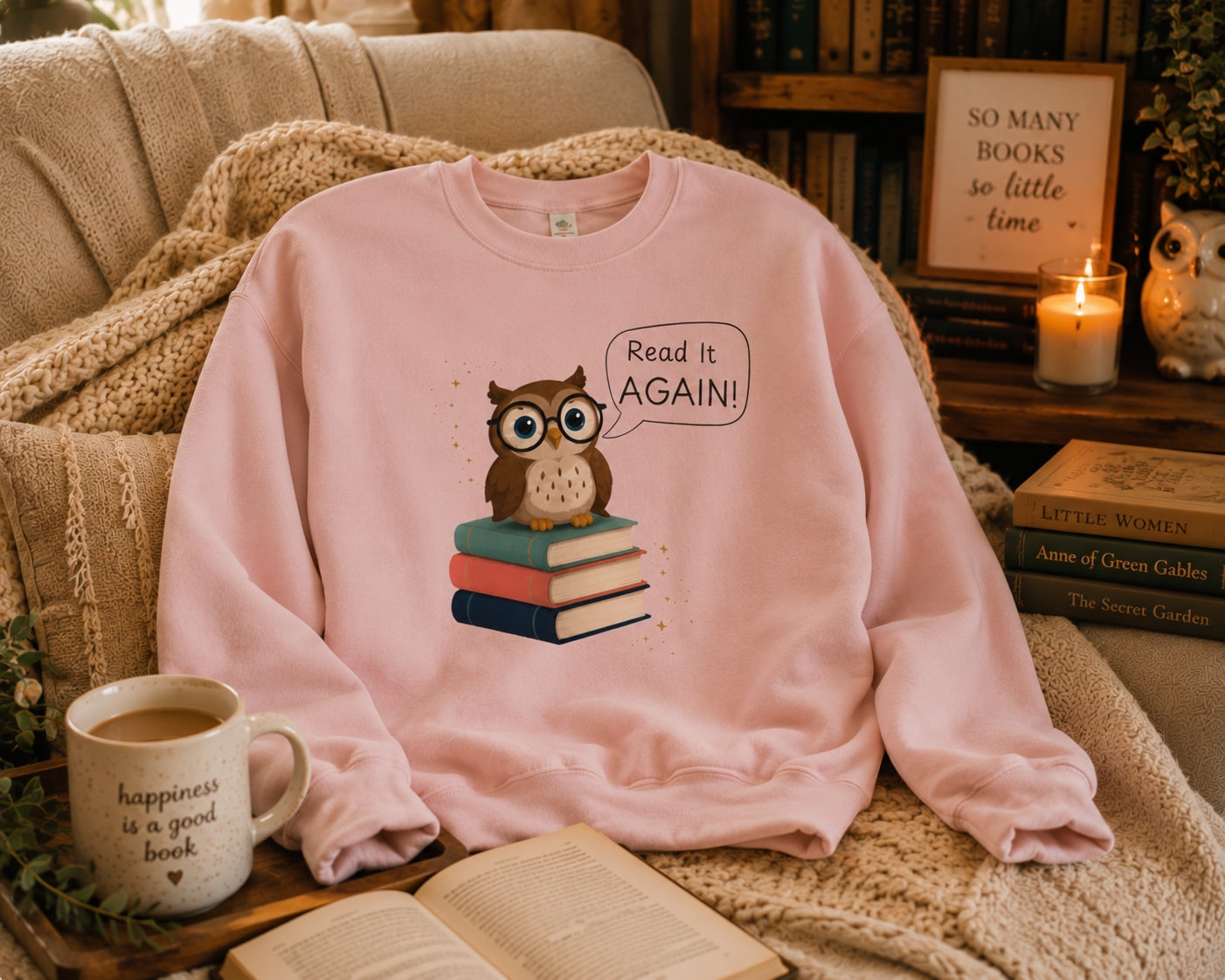 Read It Again Sweatshirt | Book Lover Crewneck | Reading Gift for Moms, Teachers & Librarians