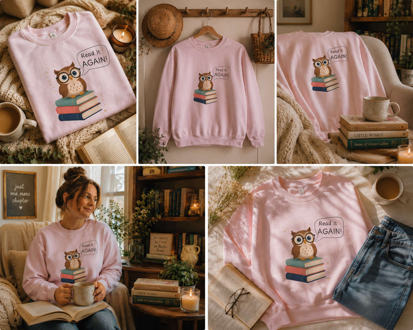 Read It Again Sweatshirt | Book Lover Crewneck | Reading Gift for Moms, Teachers & Librarians