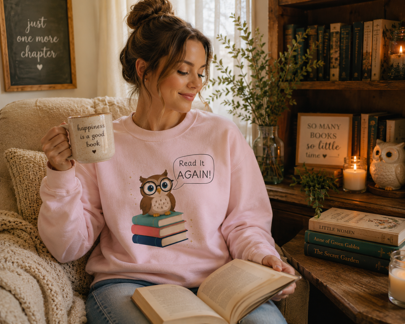 Read It Again Sweatshirt | Book Lover Crewneck | Reading Gift for Moms, Teachers & Librarians