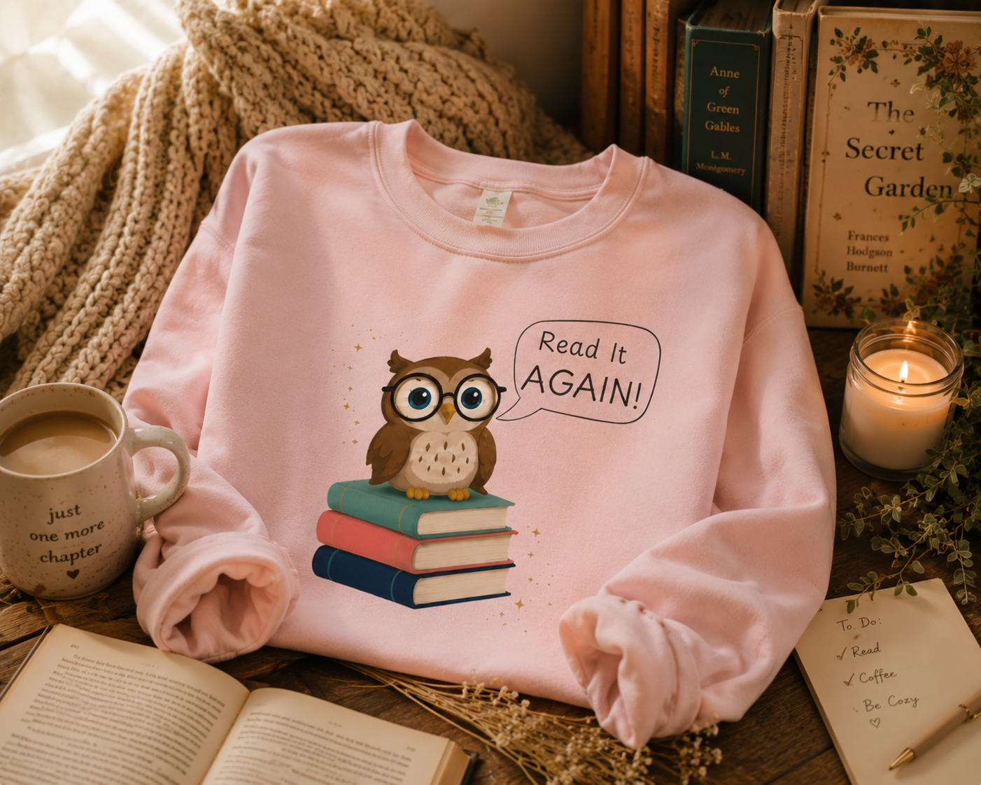 Read It Again Sweatshirt | Book Lover Crewneck | Reading Gift for Moms, Teachers & Librarians