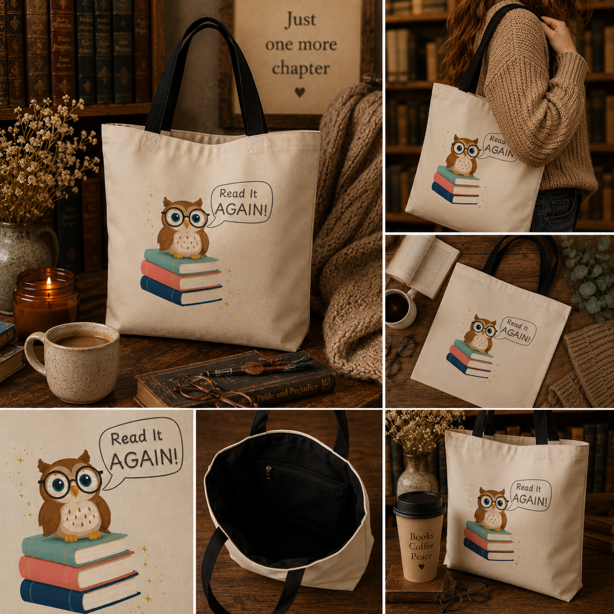 Read It Again Tote Bag, Library Tote, Teacher Gift, Librarian Gift, Book Lover Tote, Reading Tote Bag, Storytime Tote, Bookish Gift