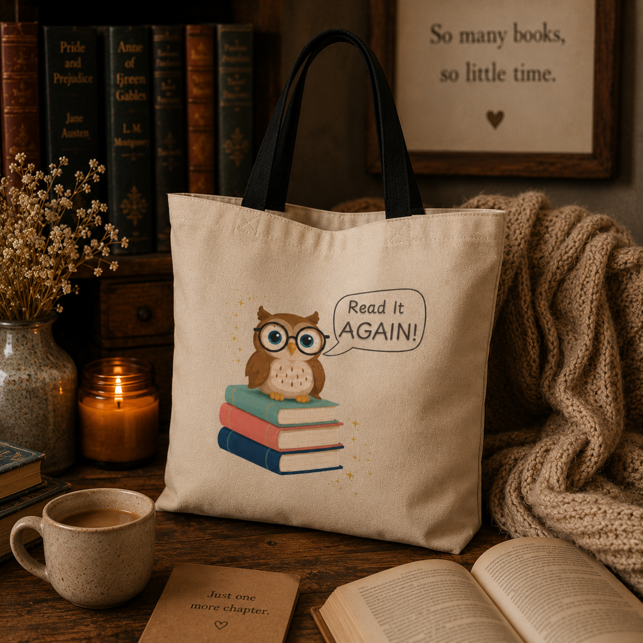 Read It Again Tote Bag, Library Tote, Teacher Gift, Librarian Gift, Book Lover Tote, Reading Tote Bag, Storytime Tote, Bookish Gift