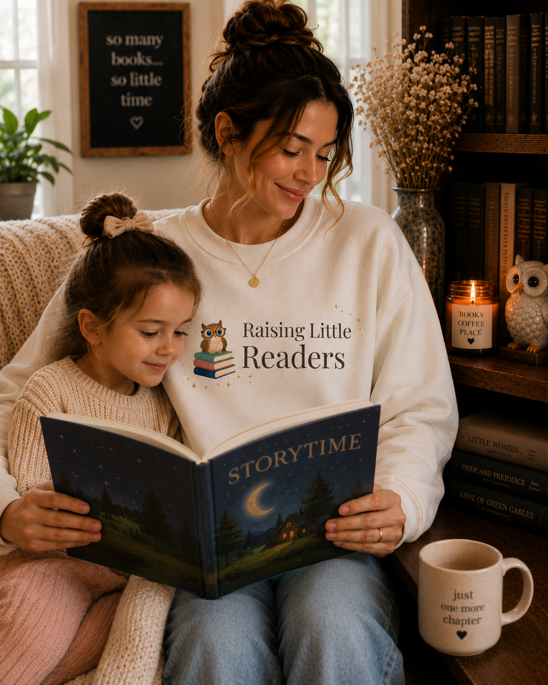 Raising Little Readers Sweatshirt | Cozy Book Lover Crewneck for Moms, Teachers & Reading Enthusiasts