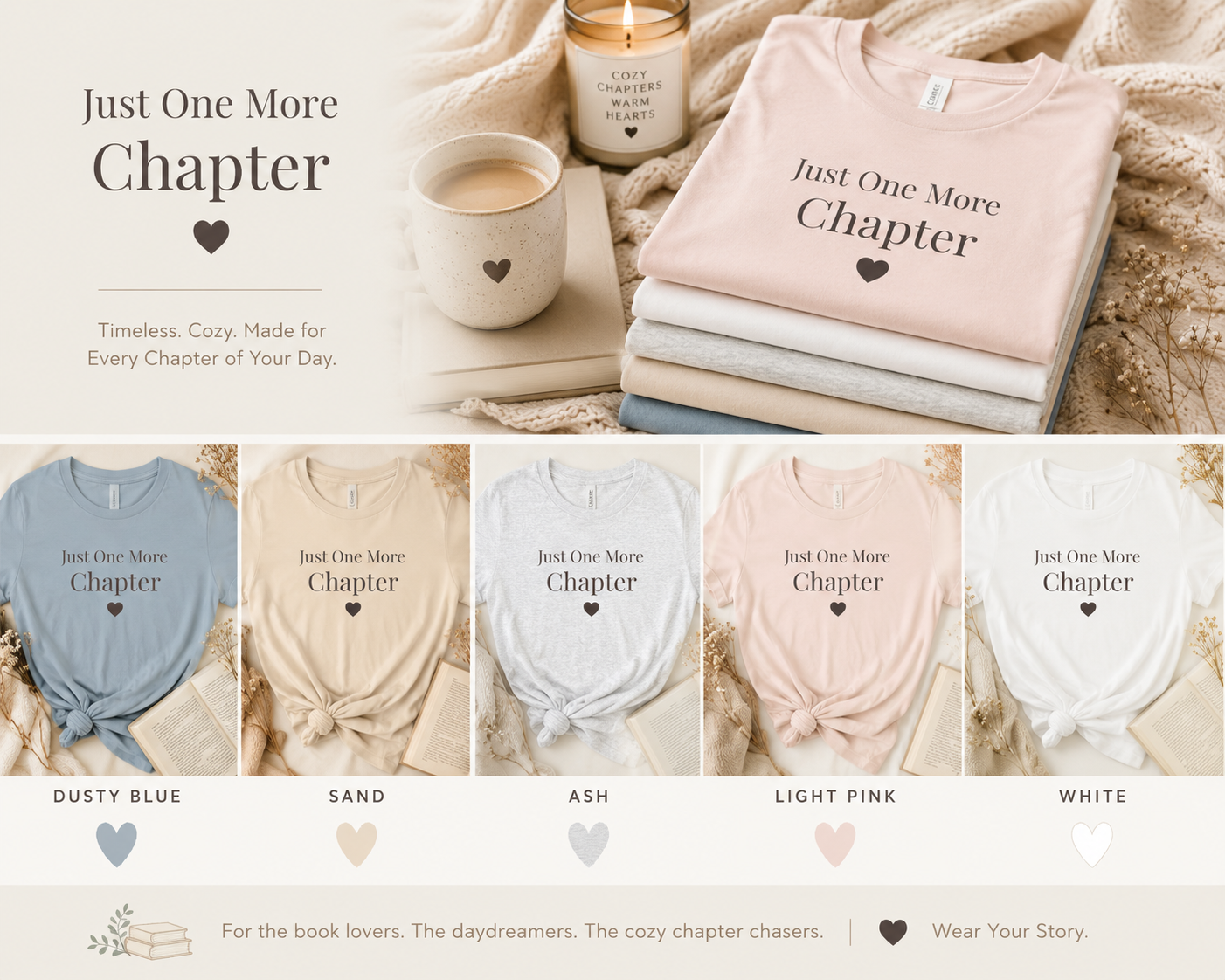 Just One More Chapter Book Lover T-Shirt | Bella+Canvas Tee