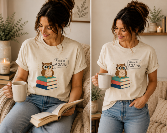 Read It Again Bella+Canvas Book Lover T-Shirt