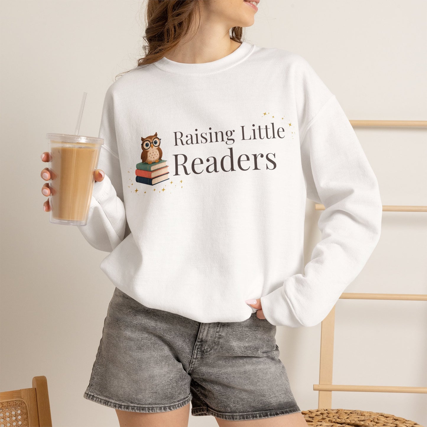 Raising Little Readers Sweatshirt | Cozy Book Lover Crewneck for Moms, Teachers & Reading Enthusiasts